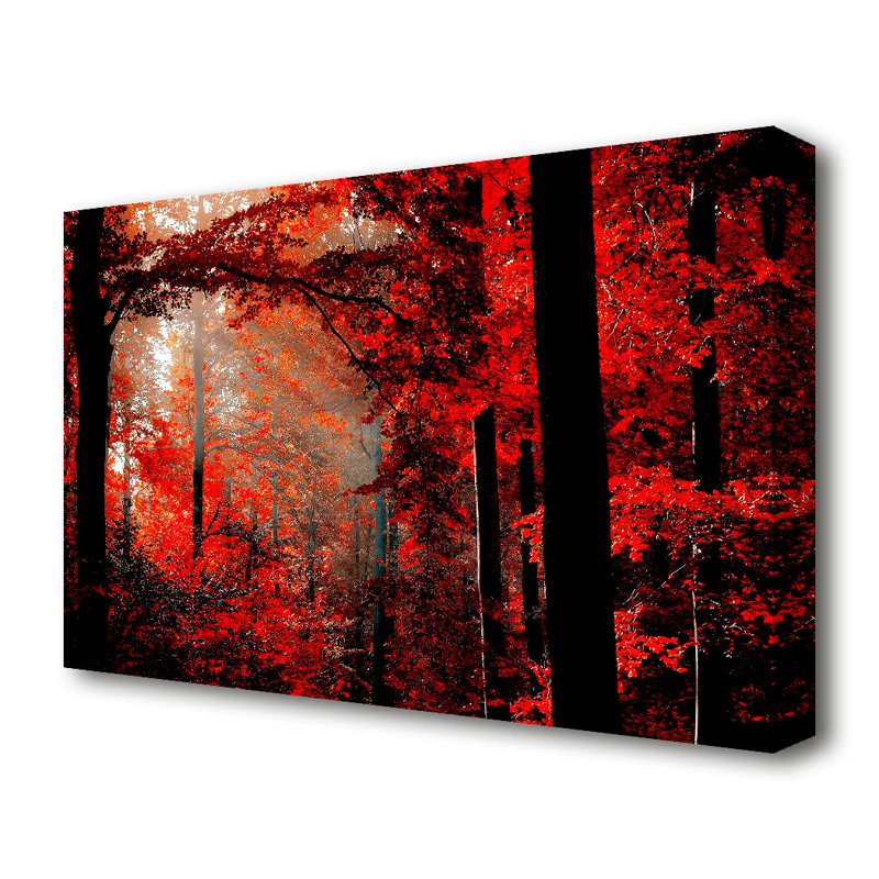 East Urban Home Red Forest Delight Forest Canvas Print Wall Art